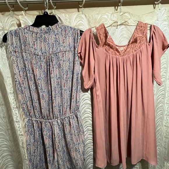 2 Forever 21Womens Sz S Pink Mauve Lace Short Dress and Blue Shorts Jumper - Picture 7 of 16